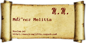 Müncz Melitta névjegykártya
